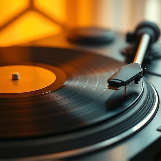 Gros plan d'un disque vinyle en train de tourner sur une platine